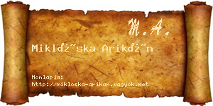 Miklóska Arikán névjegykártya